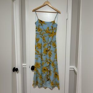 JAYGODFREY floral midi dress. Light blue with yellow